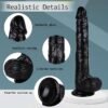 KY32-Black Soft Realistic Silicone Dildo